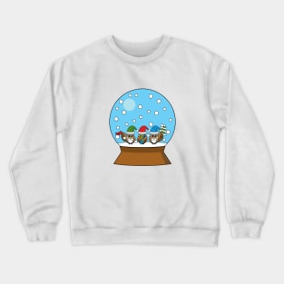 Snow Globe with Three Gnome Owls Crewneck Sweatshirt